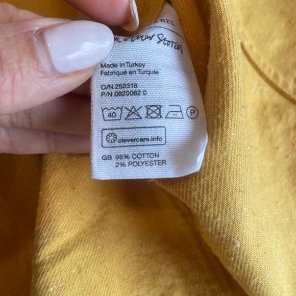 & Other Stories Stockholm Atelier Button Front Mini Dress Mustard Yellow Size 0 - Picture 7 of 9